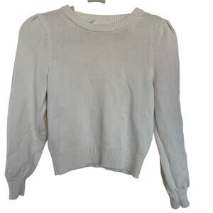 Wilfred Wool Cropped Merino Wool Knit Off White Aritzia Puff Sleeve Sweater XS